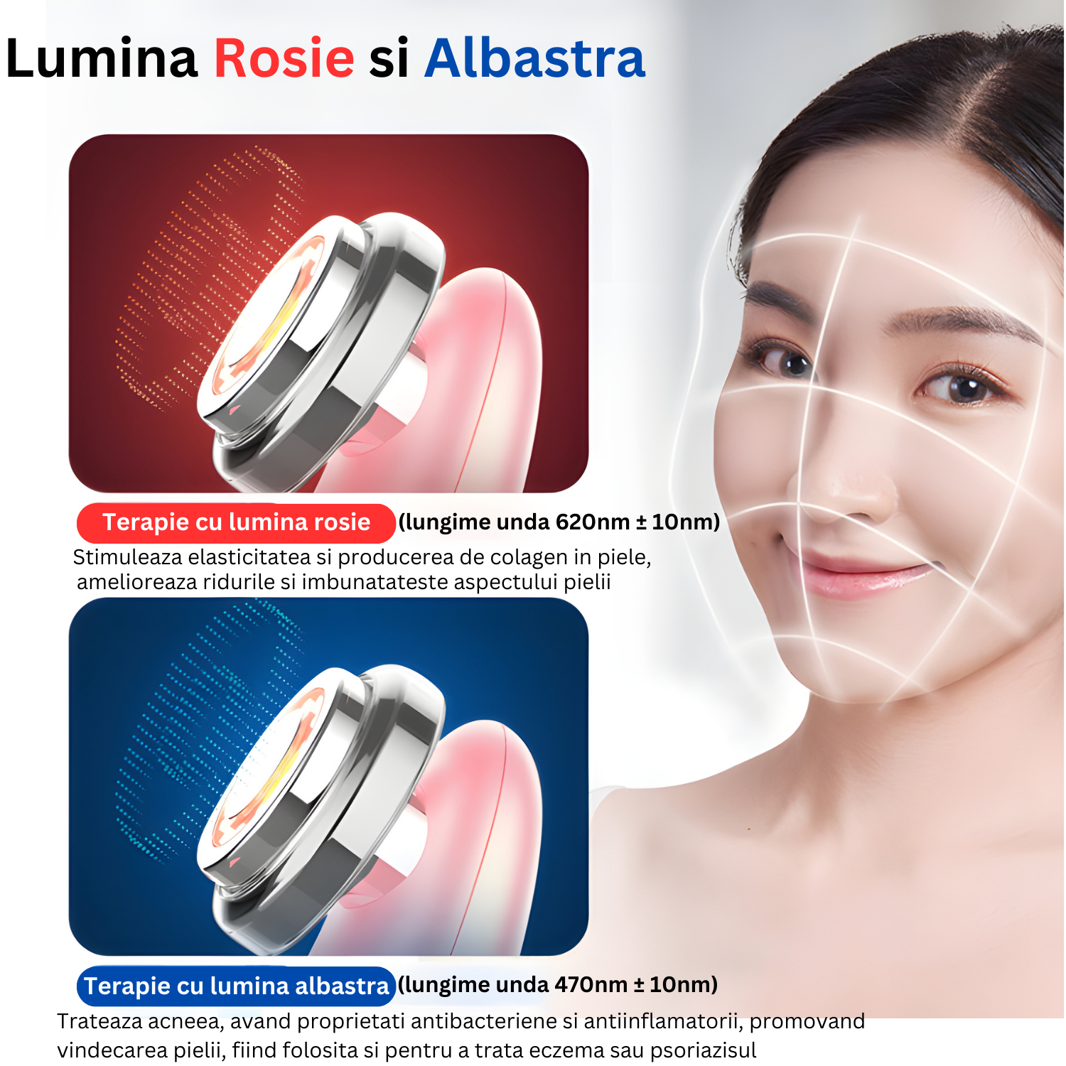 Lumina rosie si albastra